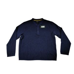BONOBOS Mens Knit Long Sleeve Henley Sweater Navy Blue Size‎ L